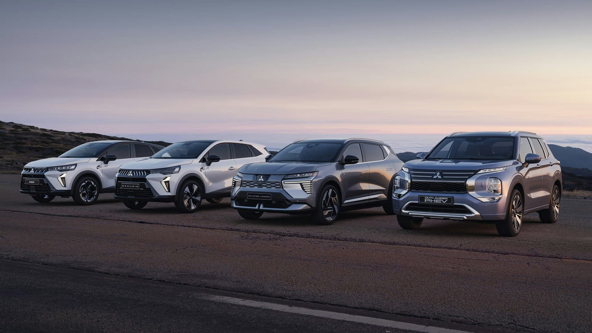 Die Mitsubishi Modellpalette in Abendstimmung